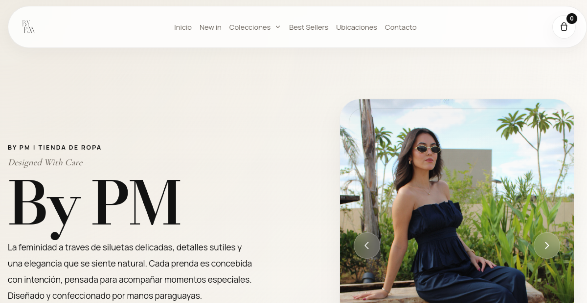 Vista previa del inicio del sitio real BYPM Store