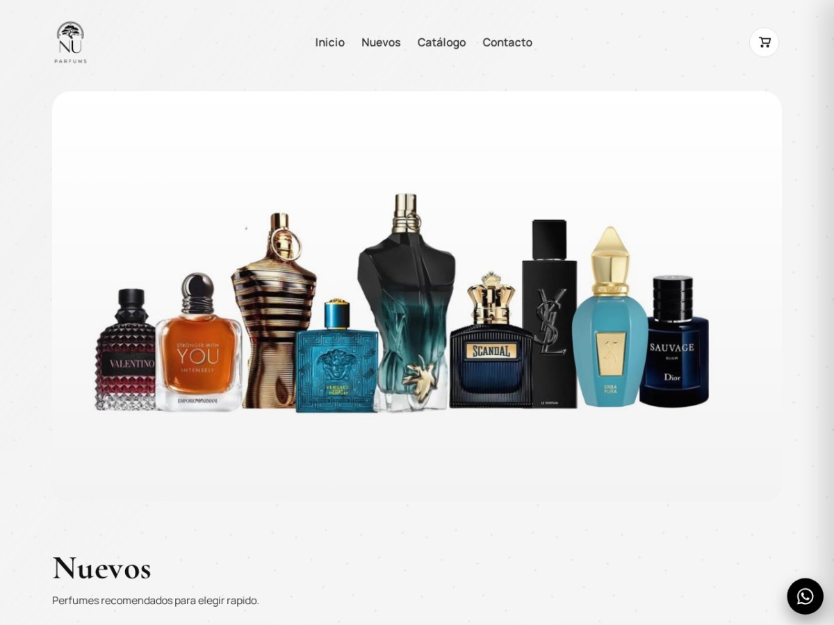 Vista previa del sitio de NU Parfums